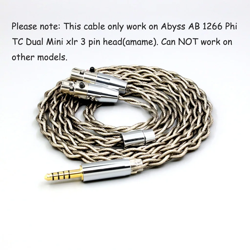 

99% Pure Silver + Graphene Plated Shield Earphone Cable For Abyss AB 1266 Phi TC Dual Mini xlr 3 pin head(amame) LN008687
