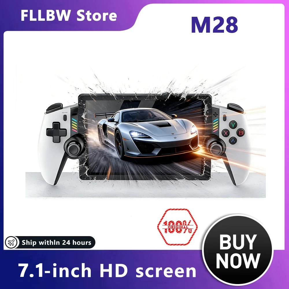 

FLLBW M28 7.1 '' IPS Screen 256GB handheld game console supports large-scale PS2 games 3D dual joystick God of War 20000 games