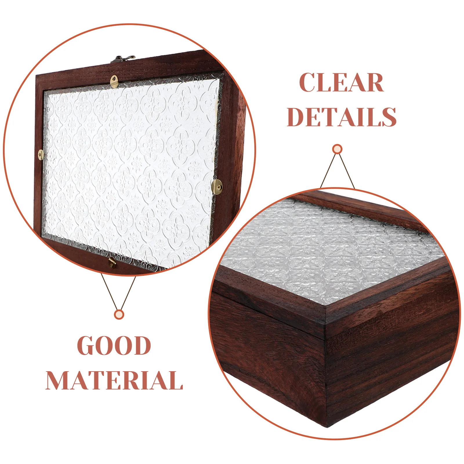 1 قطعة صندوق خشبي عتيق مع غطاء شفاف نافذة التخزين المنظم للمجوهرات الحلي سطح المكتب الكنز الصدر الصغيرة