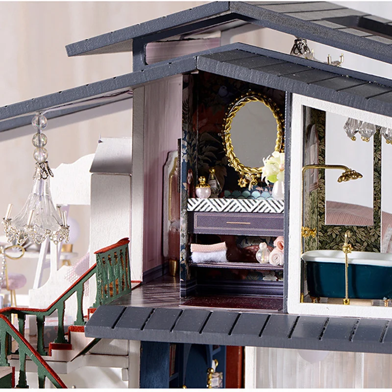 OUZEY DIY “Dream Cottage” Wooden Dollhouse Kit for Teens Adults - Romantic Miniature House Gift for Her