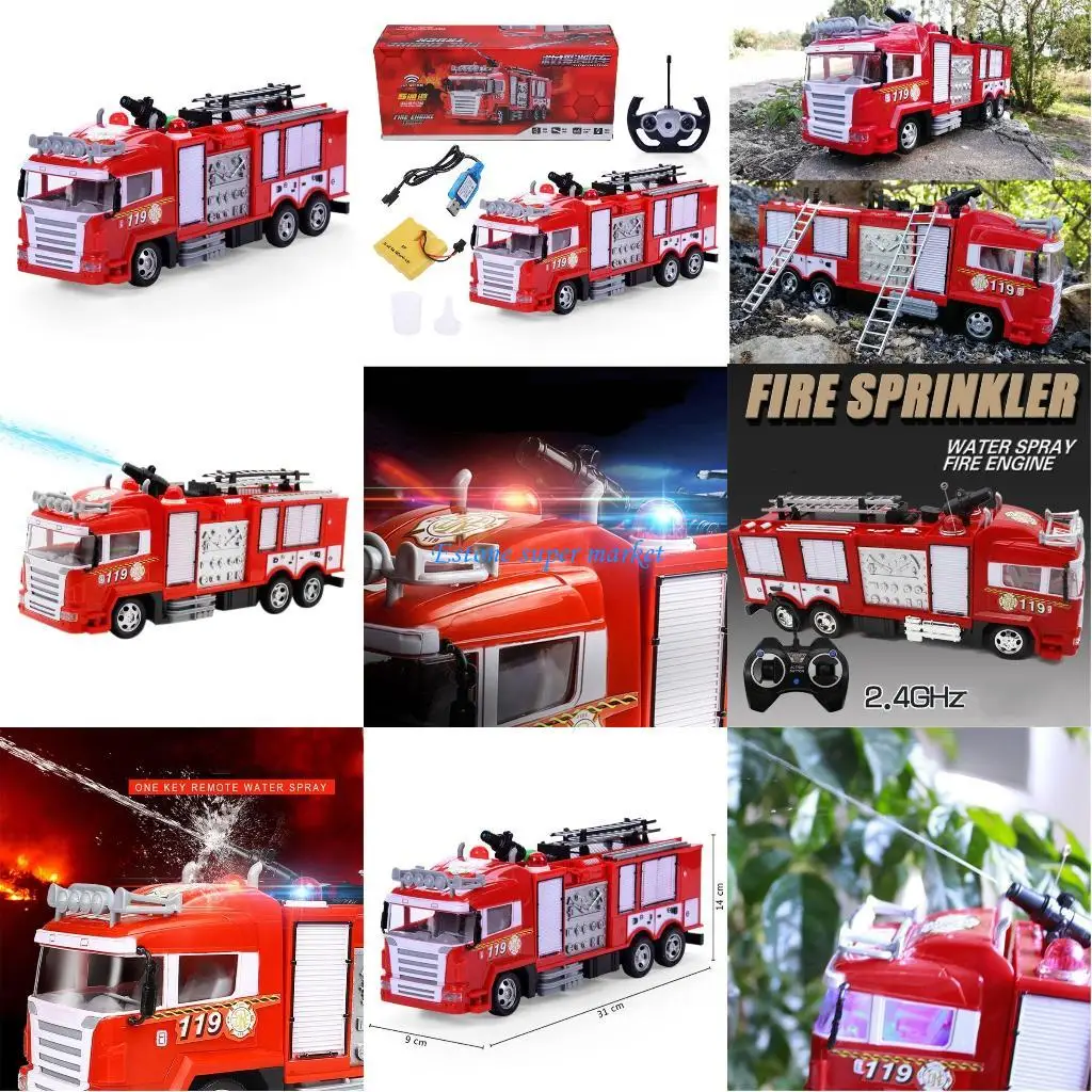 090B wóz strażacki samochody zabawkowe dzieci woda oświetlenie muzyczne zabawka śliczny pojazd strażak zdalnie sterowanym