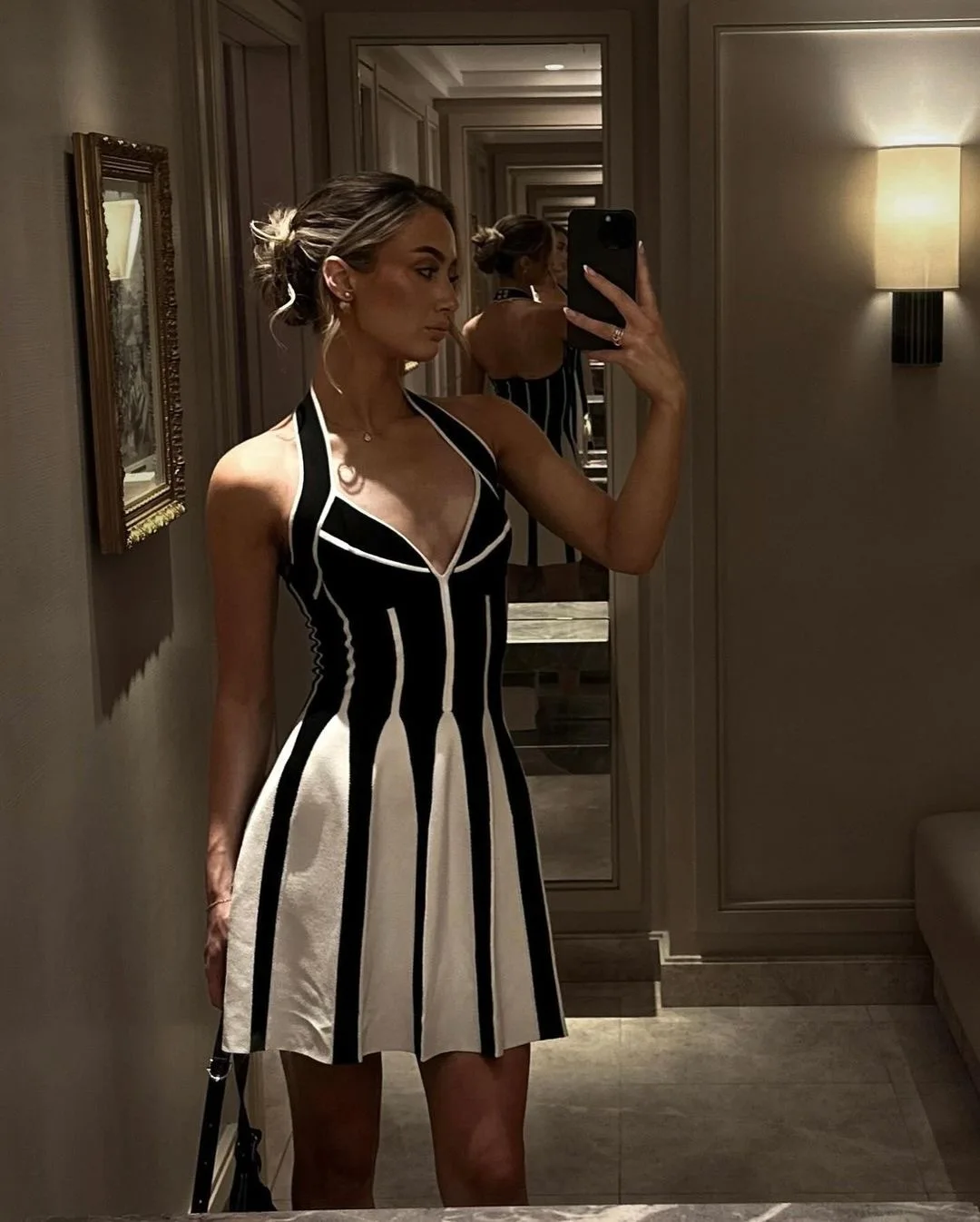 

Black and White Vertical Stripe V-neck Evening Dresses for Women 2025 Summer Women's Dress Brithday Party Outfitts Elegant Gowns