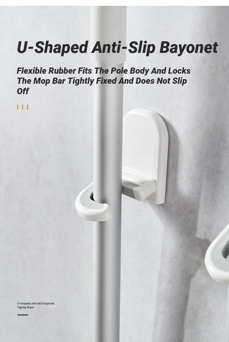 Wandmontierter Selbstklebender Besen- und Mopphalter, Wasserdichter Multifunktions-Aufbewahrungsorganizer für Küche und Bad – Detail 5