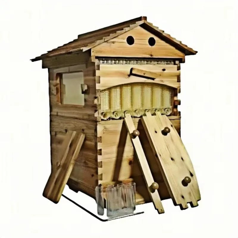 New Wooden Automatic Flow Hive, Self-Flowing Beehive Box for Beekeeping and Honey Collection