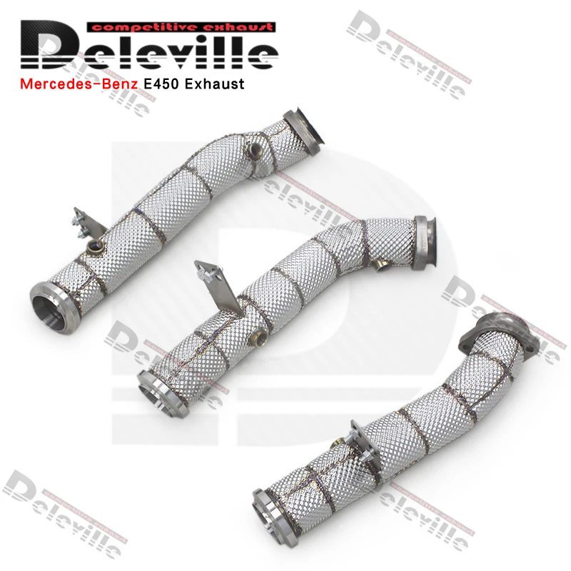 Performance Downpipe For Mercedes-Benz E450 2019-2023 E Class Engine Stainless Steel Heat Shield Exhaust Pipe Car Exhaust System