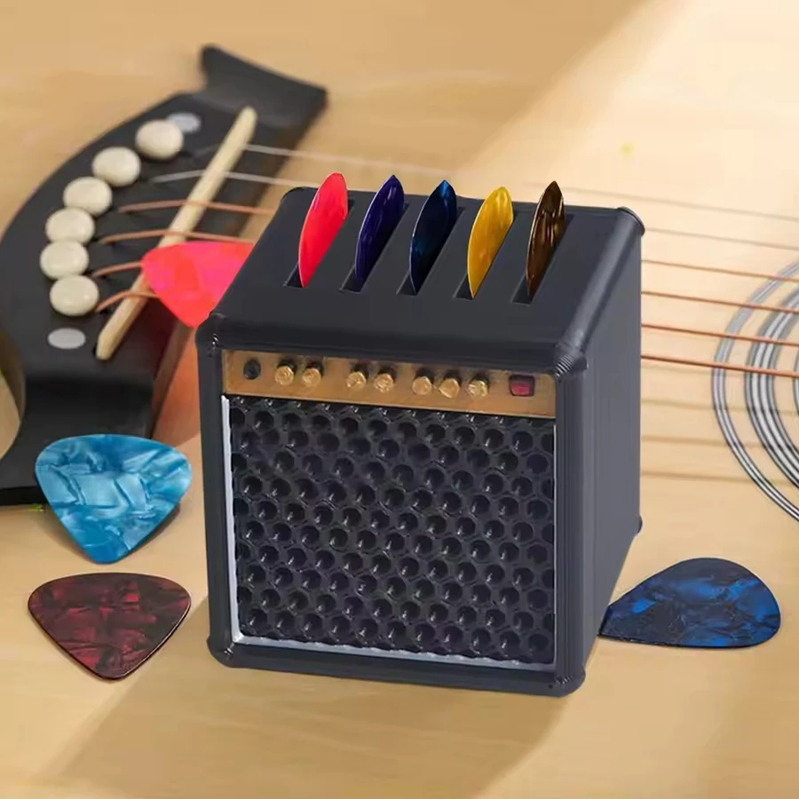 7/14PCS Audio Shape Guitar Pick Storage Box with Colorful Picks Kit Plastic Plectrums Organizer Celluloid Pick Desktop Decor ZYF
