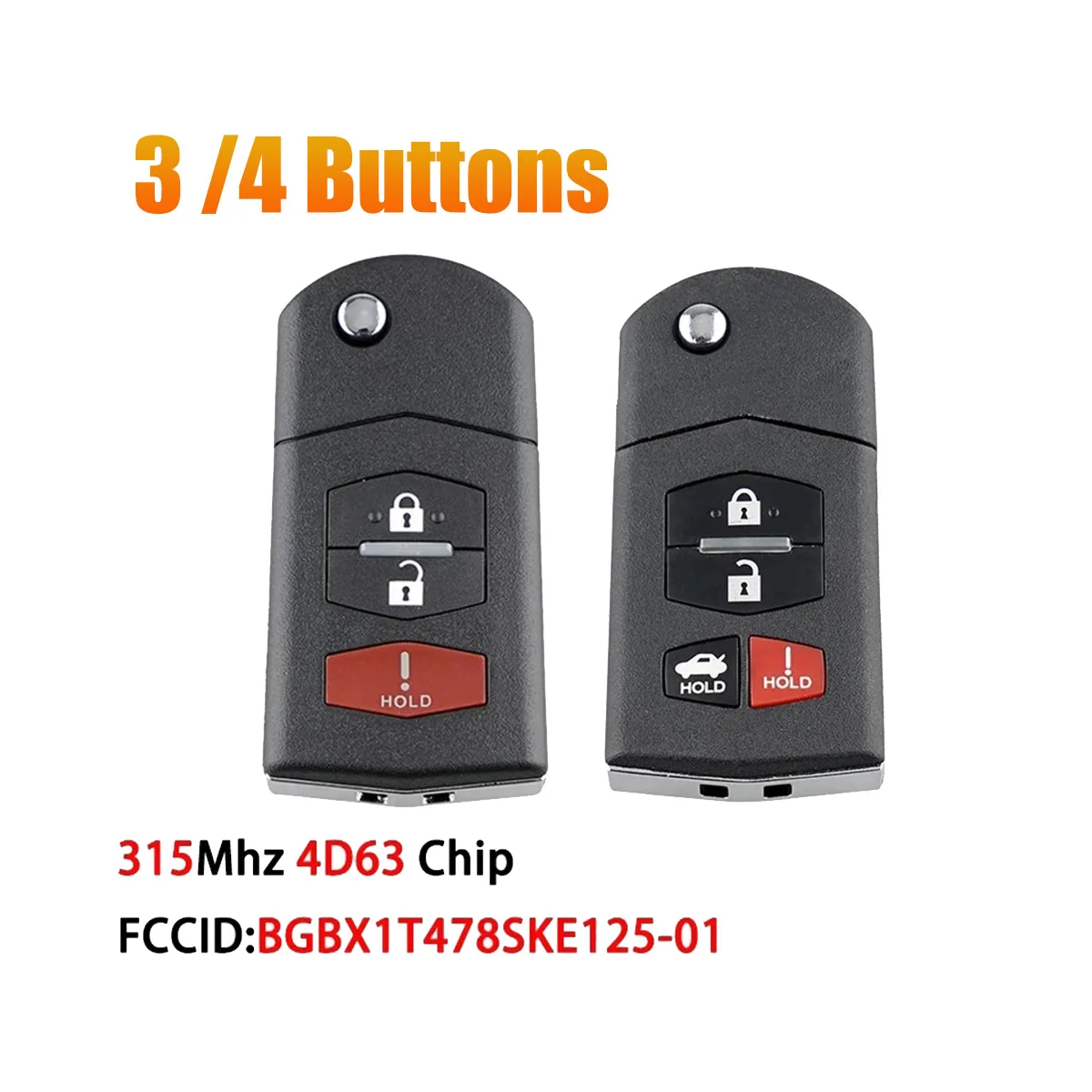 BGBX1T478SKE125-01 for Mazda Key 4D63 Chip Remote Key for Mazda 3 5 6 CX-7 CX-9 MX-5 Miata 315Mhz Smart Car Key,4