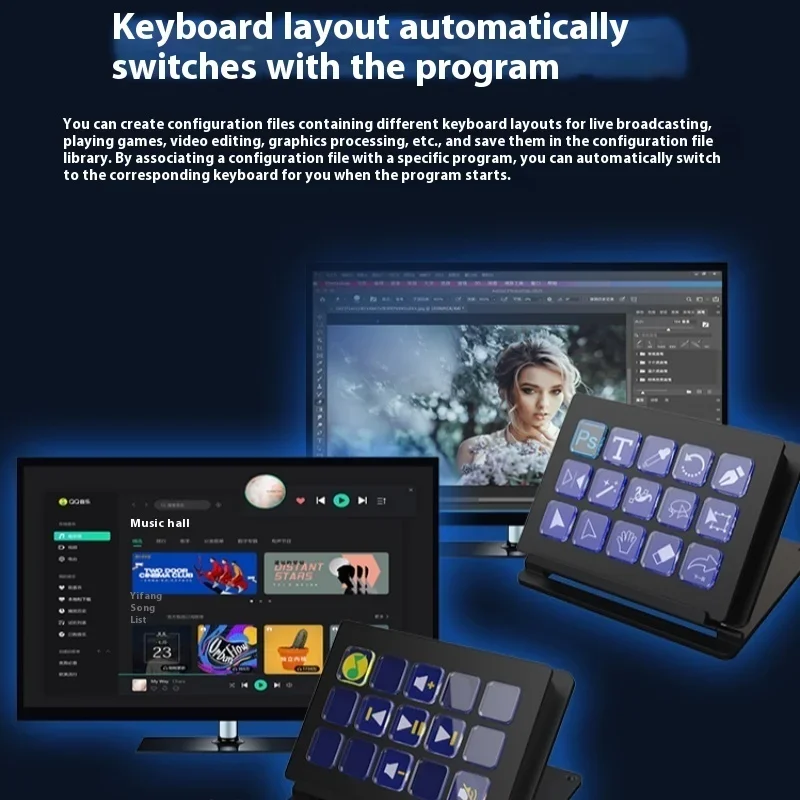 Mirabox streamdeck with screen customizable 15-key game keypad macro keys visual live broadcast console