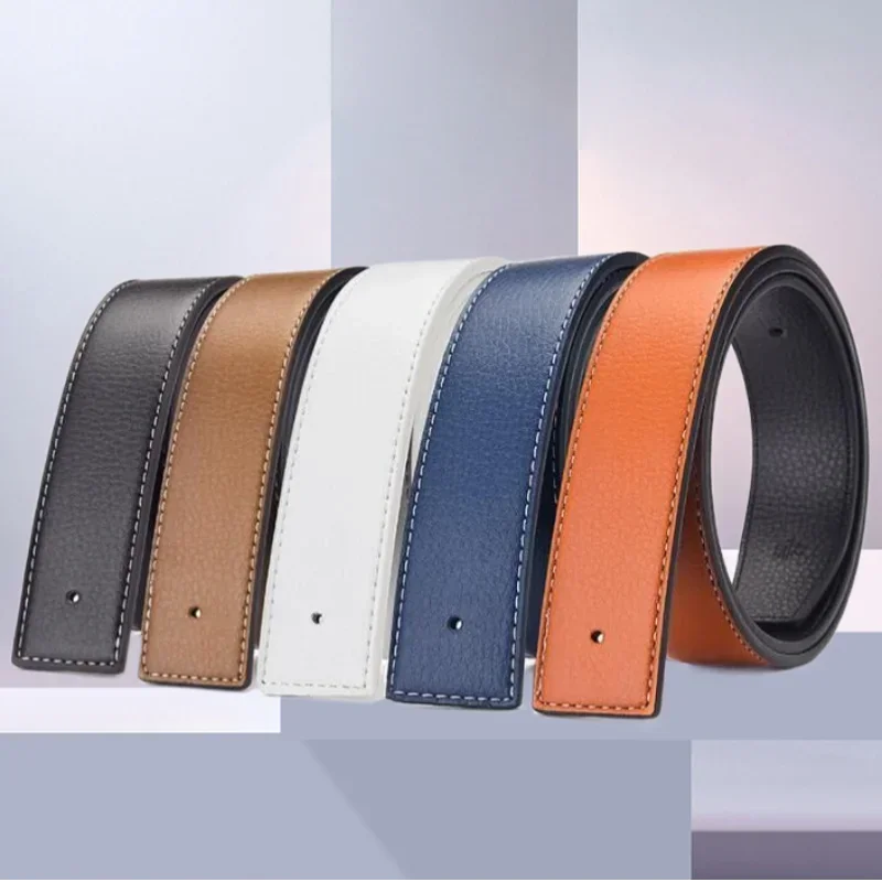 3.8cm PU Leather No-Buckle Waist Belt Unisex Smooth Pin Fastening High Quality Adjustable Strap for Men and Women Daily Use