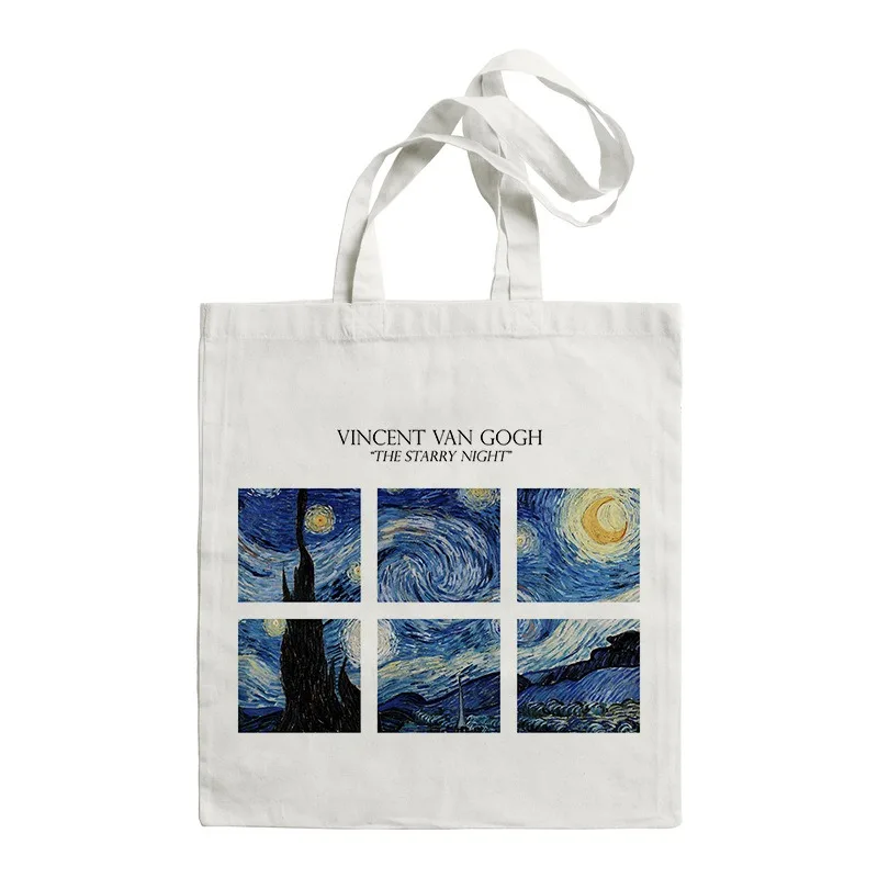 Van Gogh Oil Painting Art Canvas Tote Bag Multiple Styles Casual Shoulder Bag For Art Lovers Daily Use