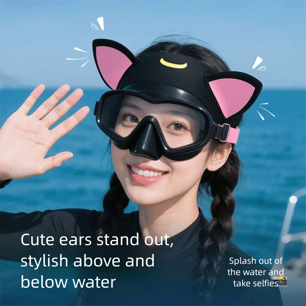 

Neoprene Diving Headband Clear Vision Professional Outdoor Diving Hat Cute Wetsuit Hood Cat Ears Swimming Headband Water Sports