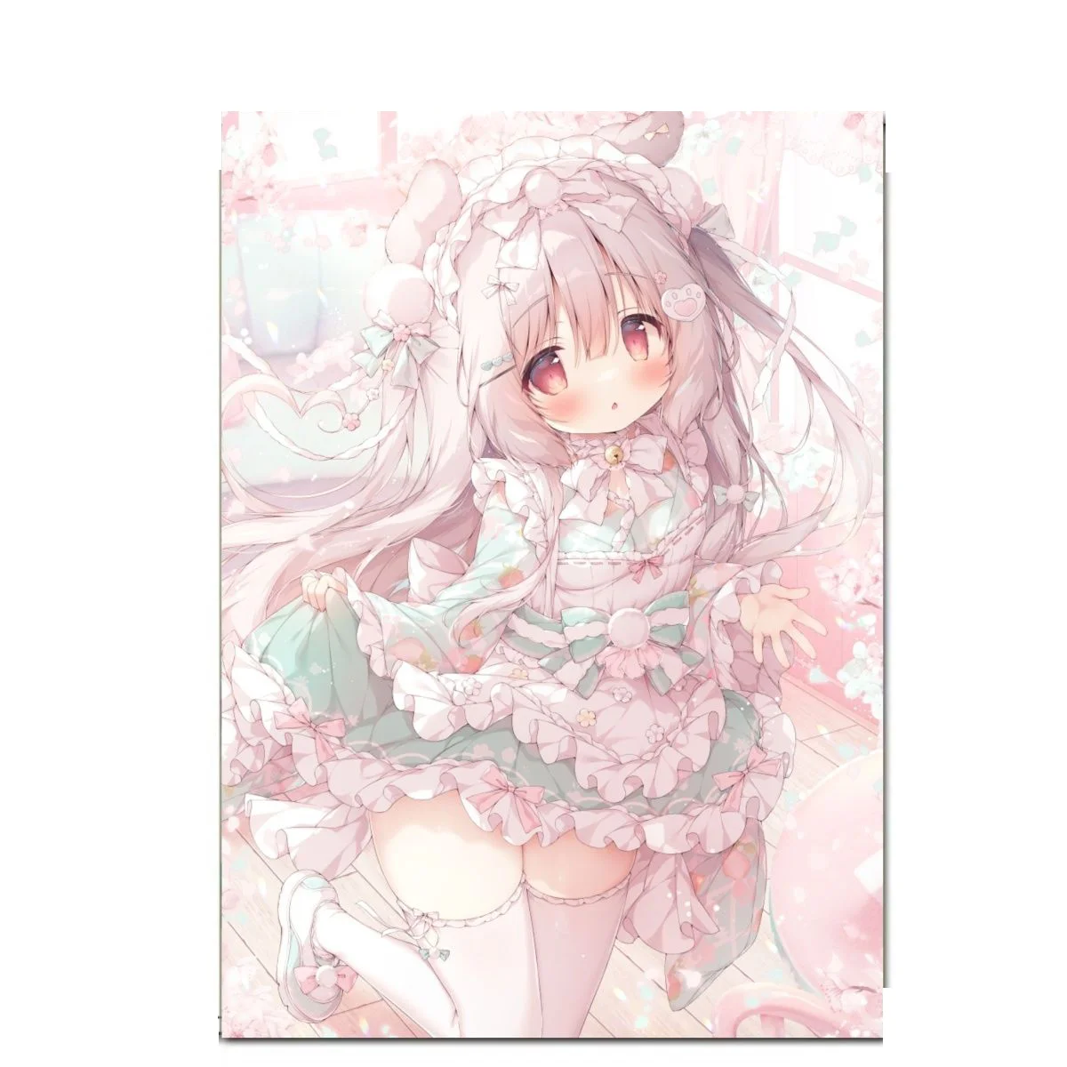 Anime Cartoon Niedlicher Mädchen-Stil Rosa Wandteppich Schlafzimmer Wanddekoration