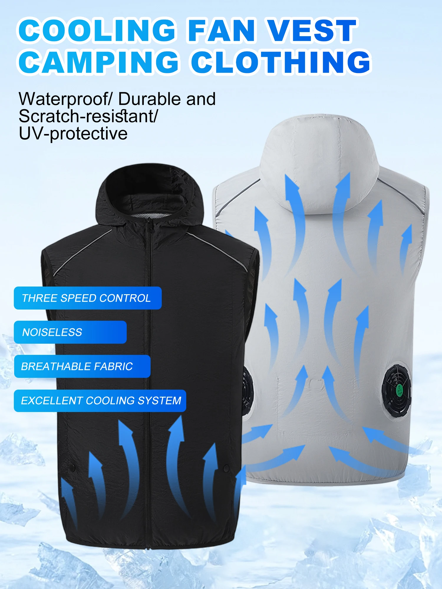 Fan Cooling Vest Wearable Cooling Clothes Air-conditioned Clothes Continuous Cooling 13 Hours for High Temperature Work Fishing