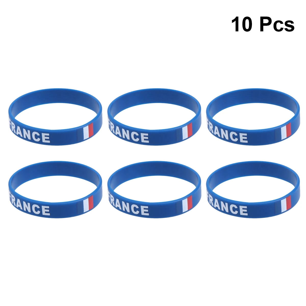 

10 Pcs Elasticity Silicone Bracelet Men and Women Football French Flag Team Bracelets