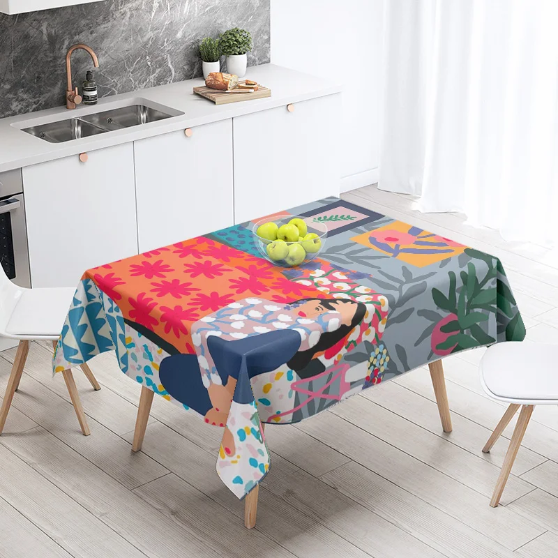 Abstract Plant Morandi Tablecloth Nordic Minimary Style Cafe Decorative Tablecloth Anti-Fading Hot Selling Style