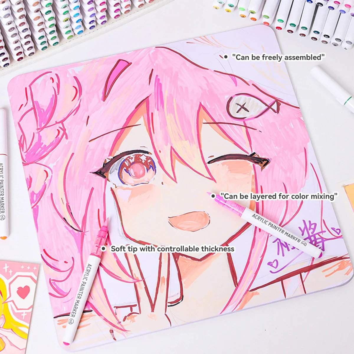 LANGUO 96-240 색상 직접 액체 색상 아크릴 페인트 펜 브러시 마커 펜 그림 돌 DIY 미술 용품 ​​편지지