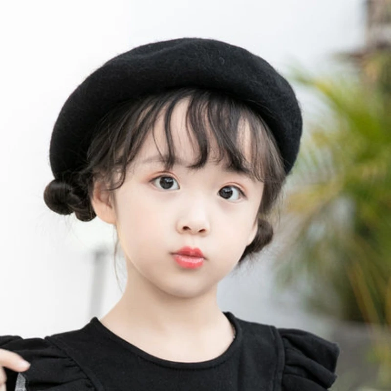 Spring Autumn Winter Kids Caps Girl Berets Fashion Solid Color Children Hats Sweet Wool Cap for Toddlers Baby Painter Hat