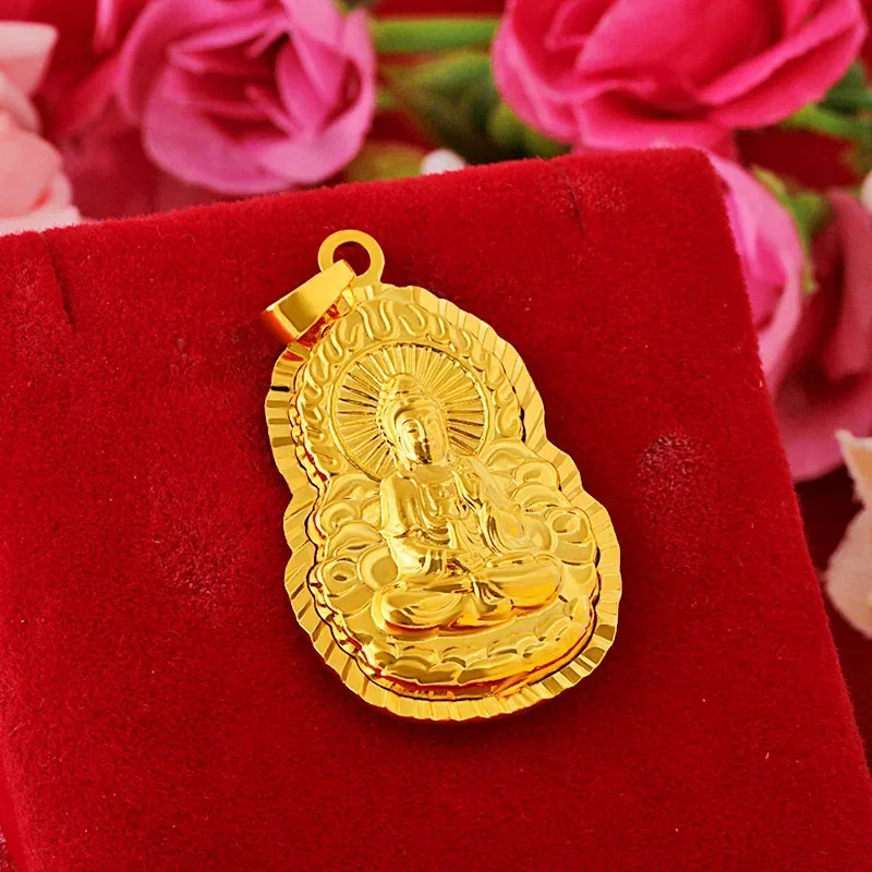 Moda sabbia oro fiamma Guanyin ciondolo imitazione oro duraturo non sbiadisce collana ragazza gioielli regalo regalo di compleanno