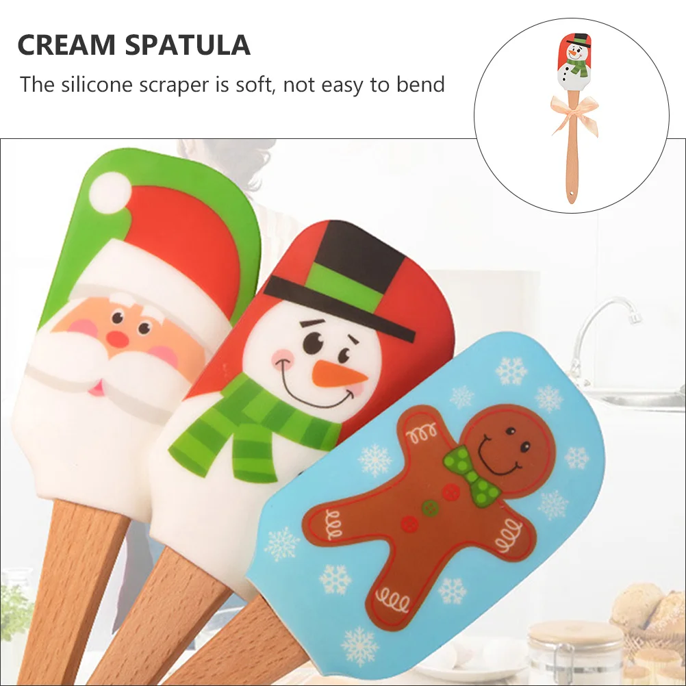 

2 pcs Christmas Baking Scraper Silicone Cream Spatula Butter Scraping Tool Heat Resistant -40 To 230℃ Fadeless With