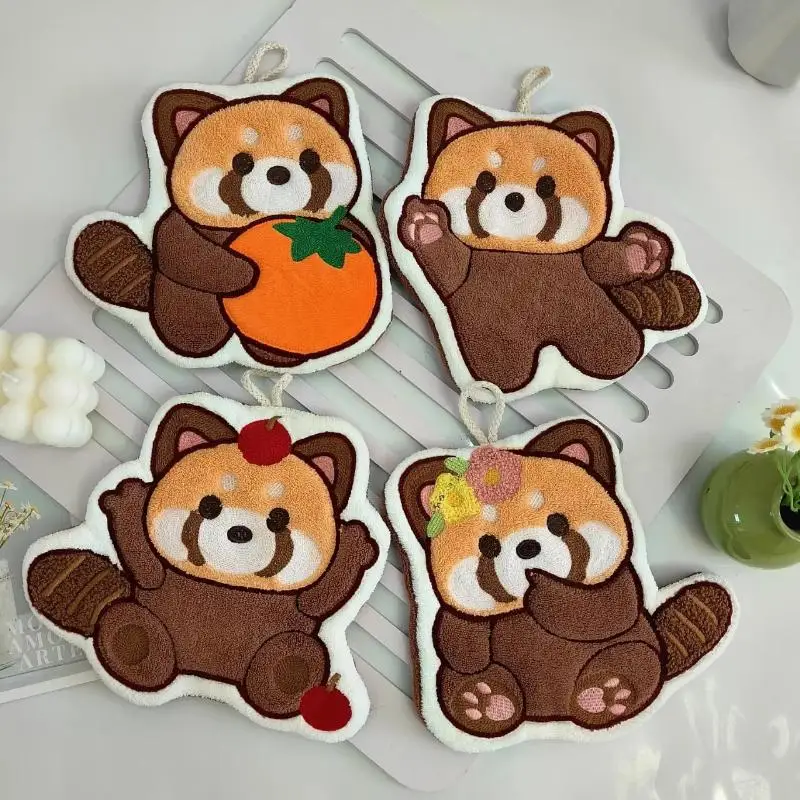 

〔BGS3〕Cute Raccoon Hand Towel Soft Absorbent Hanging Towel For Kitchen Bathroom Bedroom Childrens Day Gift Daily Cleaning Use
