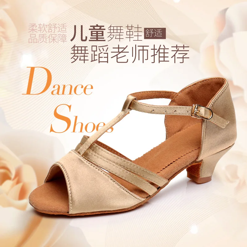 1pair/lot children latin ballroom dancing low heel shoes girl soft waltz cha chan dancing shoes