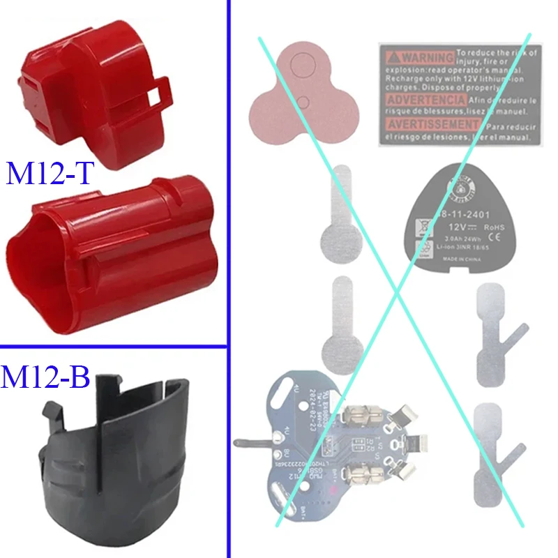 For M12 12V Lithium Ion Battery Plastic Bottom Shell Case Box Parts For Milwaukee 48-11-2411 Li-ion Battery Fittings Accessory