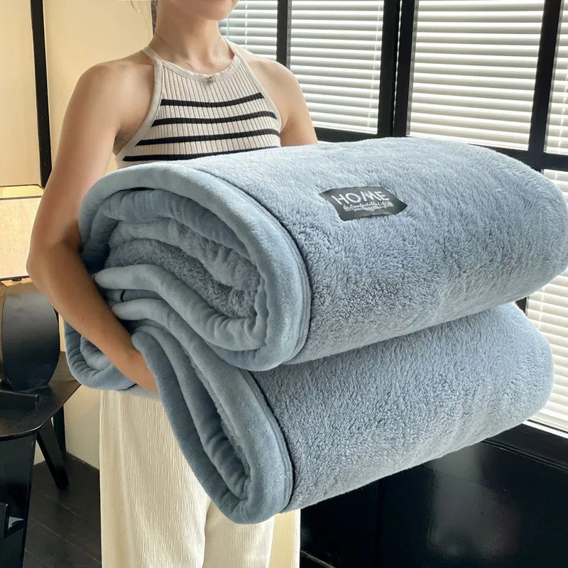 

Winter Warm Blanket Solid Coral Fleece Flannel Soft Bed Sofa Blankets Single Queen Grid Home Bedspread 180*200cm Drop Shipping