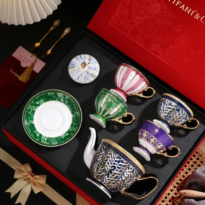 1 Set Afternoon Tea Set Teaware French Ceramic Coffee Cup Gift Box