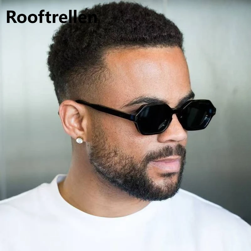 Gafas de sol cuadradas poligonales pequeñas retro para hombre, gafas de sol vintage para mujer, lentes degradadas de moda, gafas de sol negras de marca para hombre, protección UV400