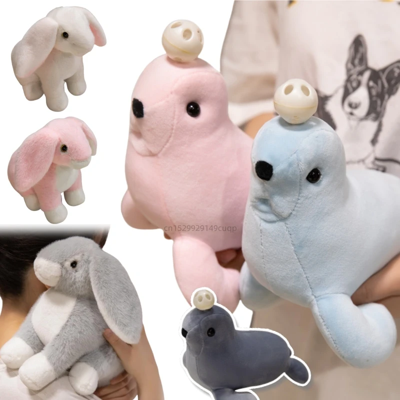 

25cm Cartoon Cute Rabbit Plush Doll Colorful Long Ears Rabbit Top Ball Sea Lion Plush Toy Home Decoration Gift For Children