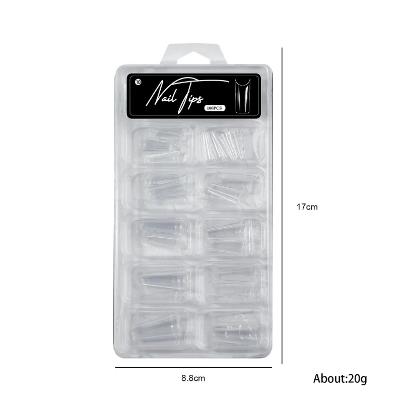 Nouvelles pointes d'ongles 100 pièces naturel clair cercueil français faux ongles demi-couverture acrylique ongles Capsule c-courbe faux ongles