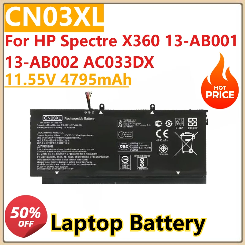 

11,55 В 4795 мАч CN03XL SH03XL 859026-421 859356-855 HSTNN-LB7L TPN-Q178 Аккумулятор для HP Spectre X360 13-AB002 13-AB001 AC033DX