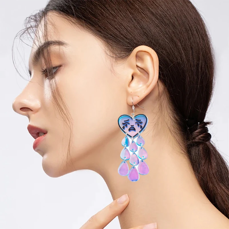 Halloween Collection Laser Colorful Y2K Acrylic Pendant Earrings Geometric Skull Head Ghost Pumpkin Outward Party Jewelry Gifts