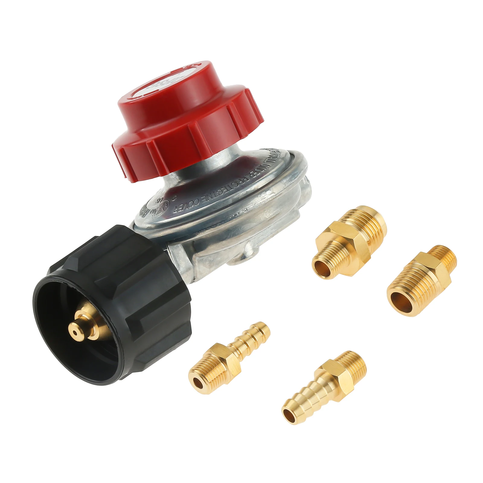 0-20Psi QCC1 High Pressure Adjustable Propane Regulator Valve 5/16"&1/4" Hose Barb Connector 1/4" NPT & 3/8" Flare Male Fitting