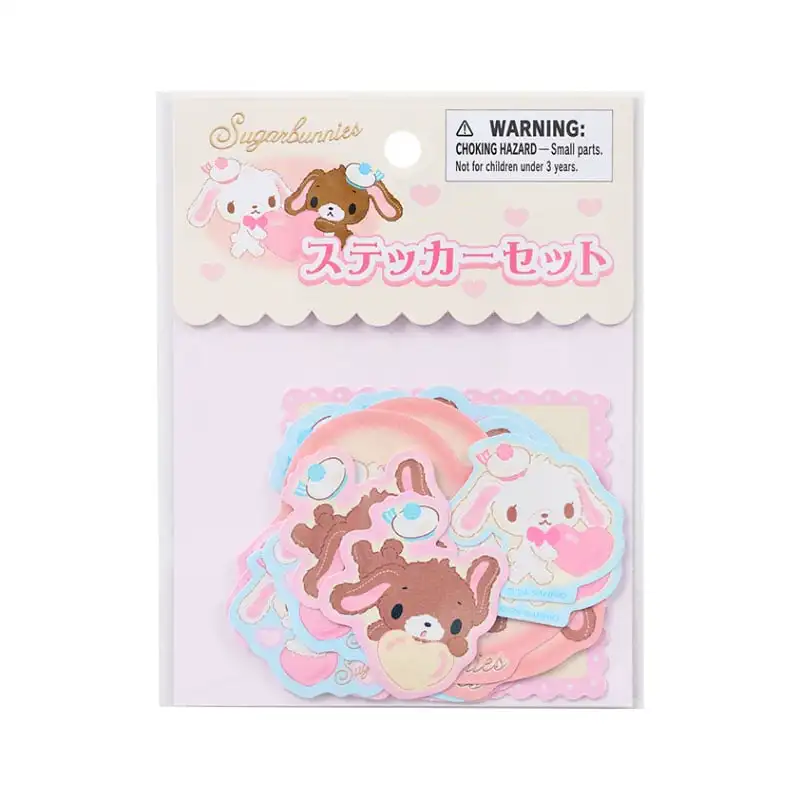 

Sugarbunnies Stickers 16pcs Set Fluffy Heart Shirousa Kurousa Kawaii Cute Scrapbooking Sticker Book Decor