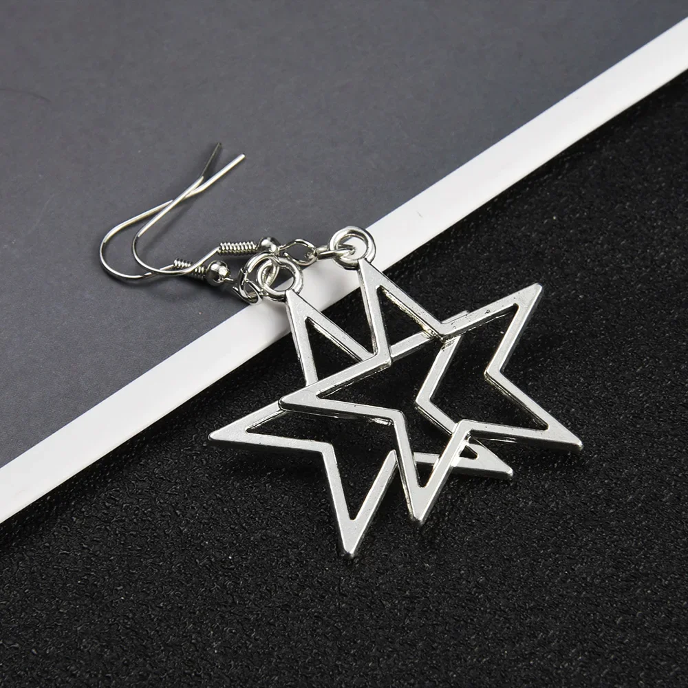 Creative Star EarringsSimple Design Color Hollow Star Drop Earrings for Women Fashion Ear Piercing Pentagram Dangle Earring Gift
