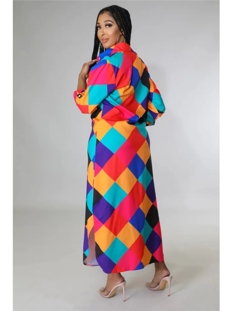 Abito camicia lunga irregolare stile spiaggia casual nuova moda autunnale elegante stampa manica lunga bottoni abiti da festa da spiaggia veste femme