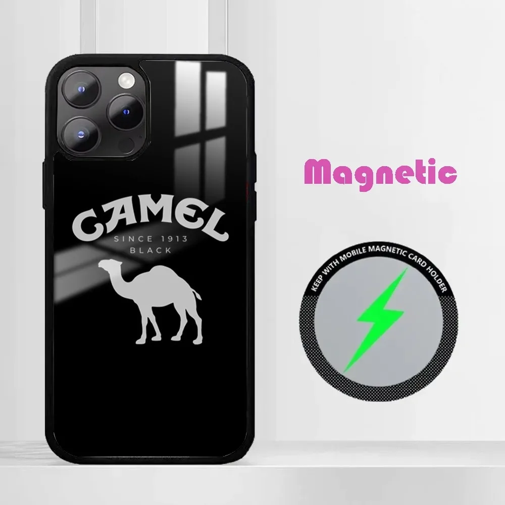 American Classic Cigarette Camel Phone Case For iPhone 16 15 14 13 12 11 Pro Max Plus Mini Mirror Wireless magnetic case