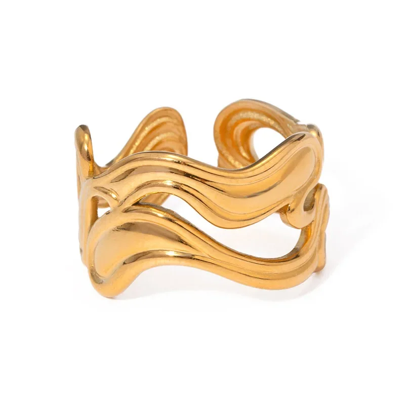 PRISCA | Irregular Gold Rings for Women. 18K Plated Sweatshirts.  Anti-Rust Charm Jewelry. New Trendy