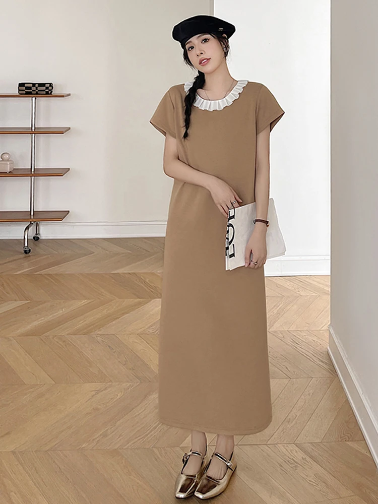 NYFS 2025 فستان نسائي كوري صيفي جديد من فيستدوس رداء Elbise فضفاض مقاس كبير فساتين طويلة متينة بأكمام قصيرة #4