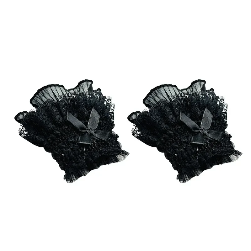 Gothic Lolita Hand Handgelenk Manschetten Bowknot LaceTrim Maid Cosplay Zubehör Für Frauen Mädchen Party