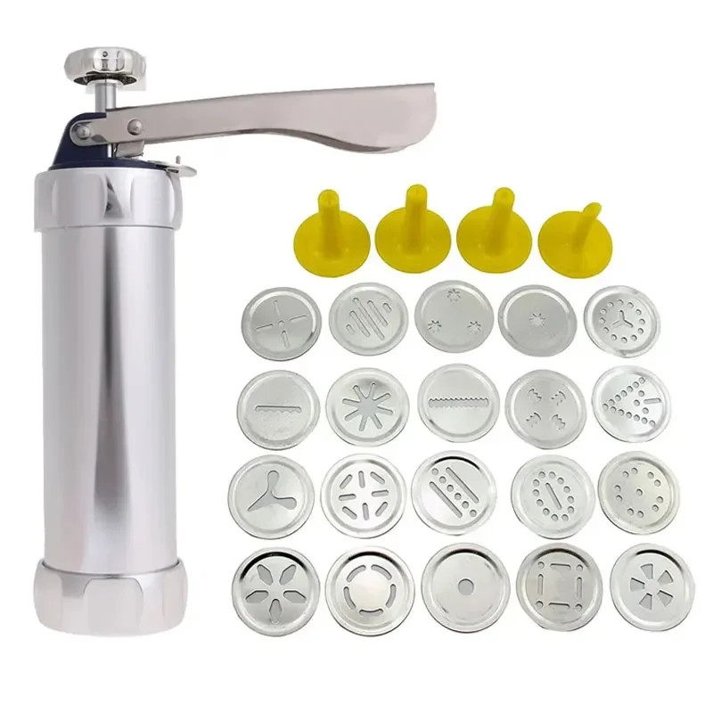 

Cookie Press Machine Manual Biscuit Maker Set with 4 Nozzles 20 Cookie Molds Baking Tools Cake Decorating Tools Maker