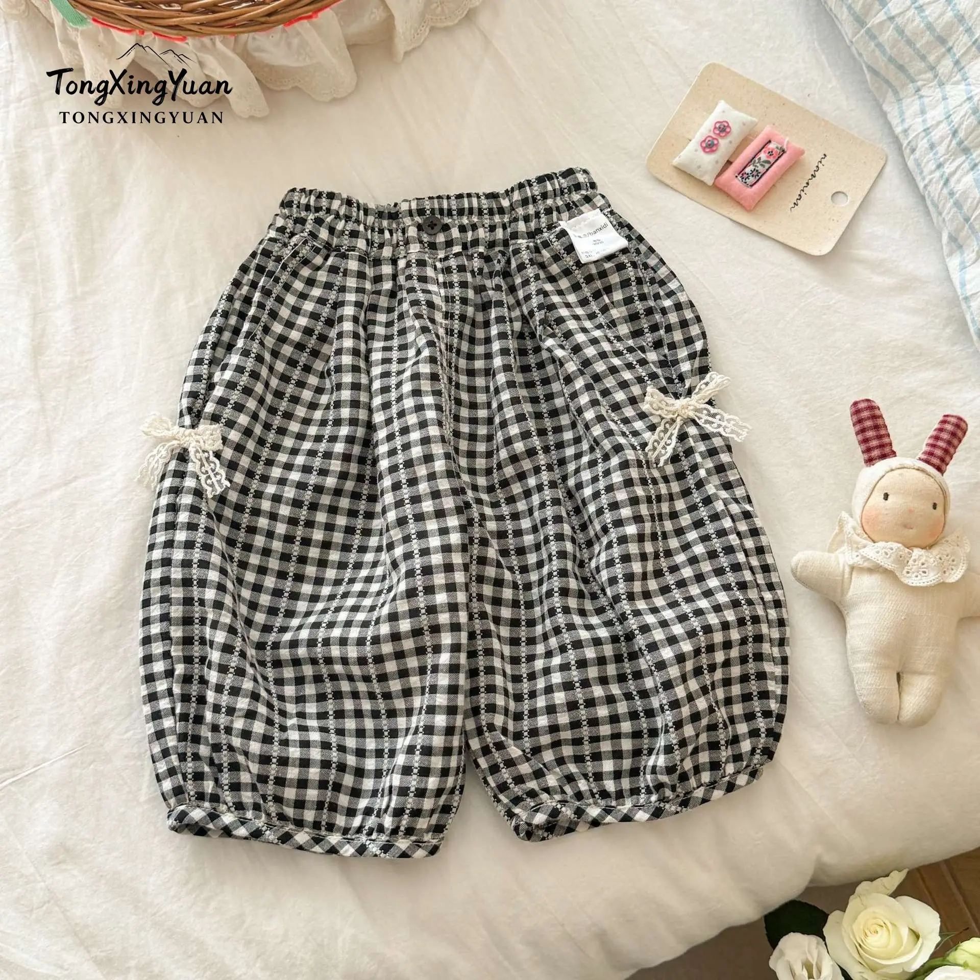 Girls Summer New Fashionable Girl Summer Thin Balloon Pants Baby Girl Casual Versatile Plaid Stylish Pants