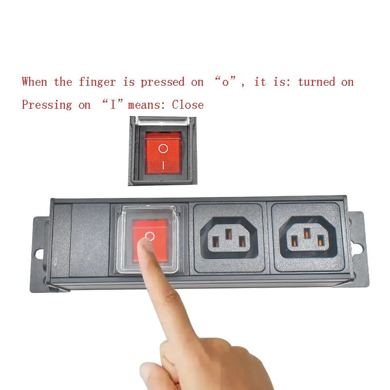 Aluminum alloy shell PDU power board high-power C13 socket 1-10AC, with double break switch C14 port