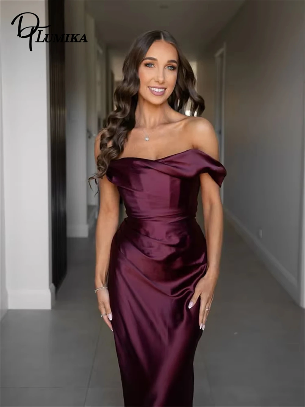 DTLumika Satin One Shoulder Pleat Sexy Party Dress Robes Backless Elegant Bodycon Night Club Dress Long Summer Dress Customized