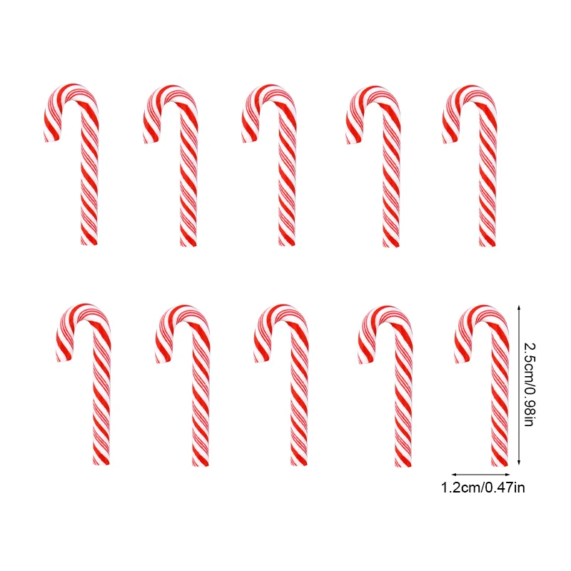 10/30/50Pcs Mini Candy Cane Christmas Decoration Red White Resin Candy DIY Crafts Xmas Pendant Navidad Home Decor 2025 New Year