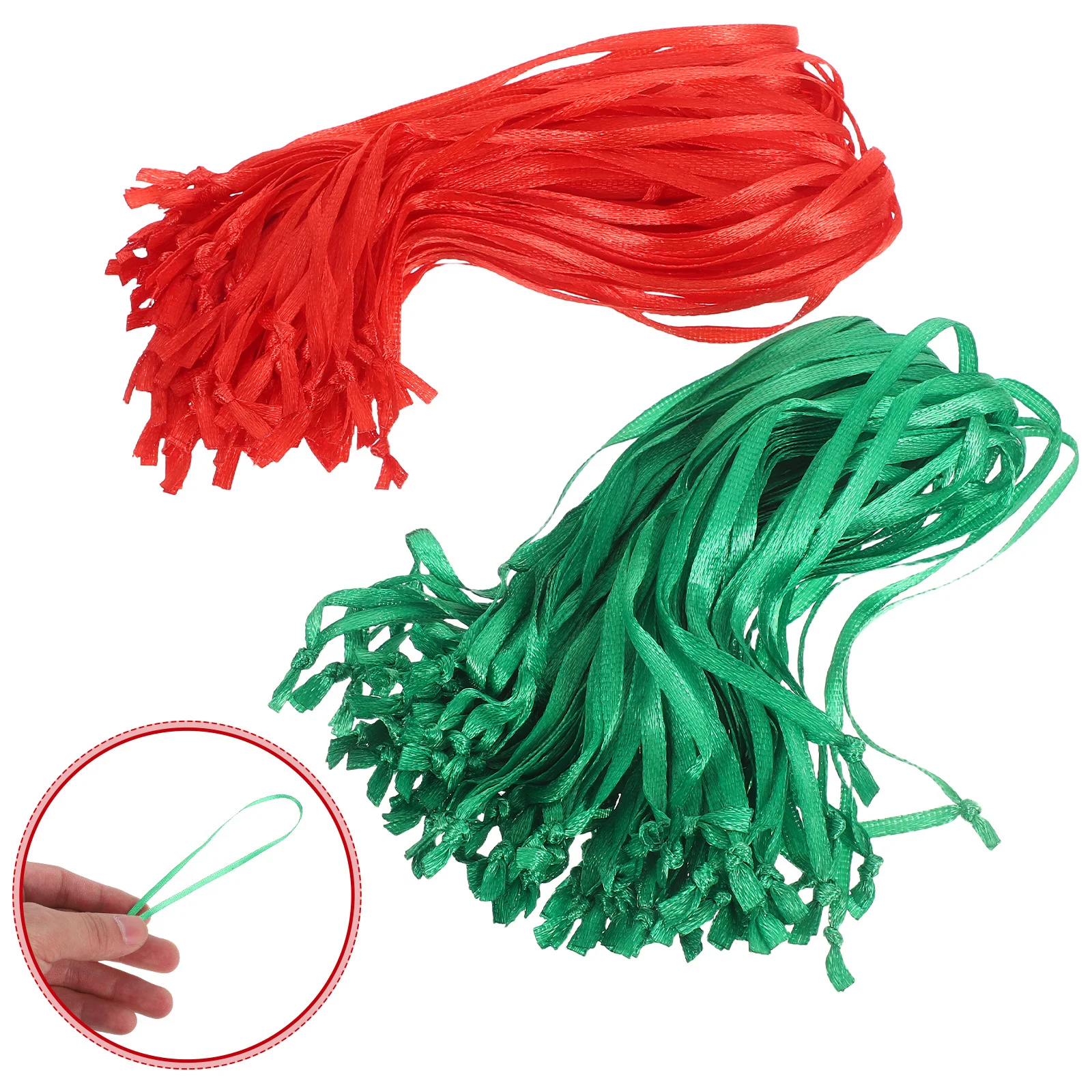 

200Pcs Red Green Ornament String Hangers Lightweight for Indoor Outdoor Decor Ornament Hangers Tied Ribbons Tied Ribbons