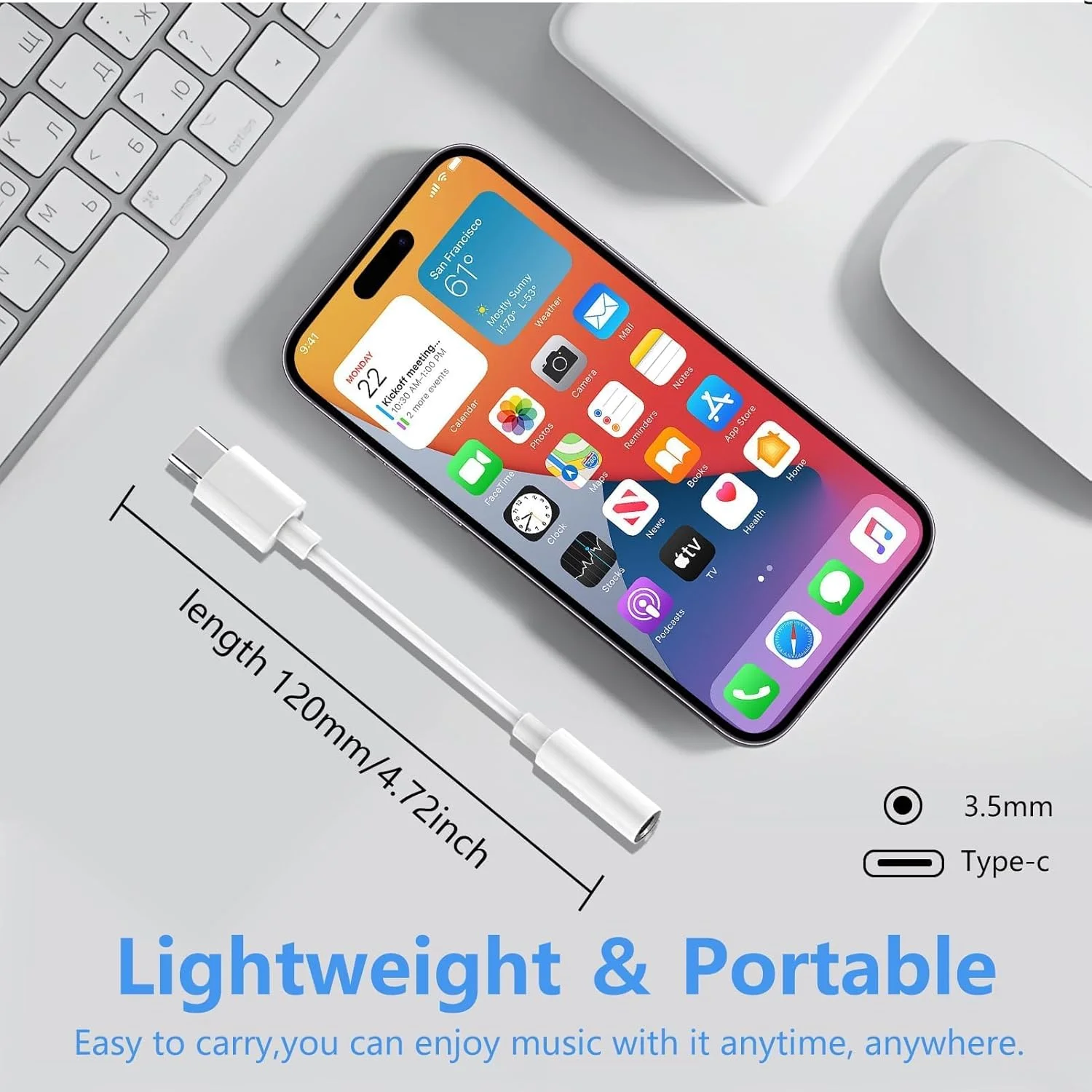 KUTOU USB C إلى 3.5 ملم محول مقبس سماعة الرأس آيفون 17/16/15 برو/ماكس ، مرحبا الدقة الصوت DAC دونغل لسيارة سامسونج جالاكسي باد