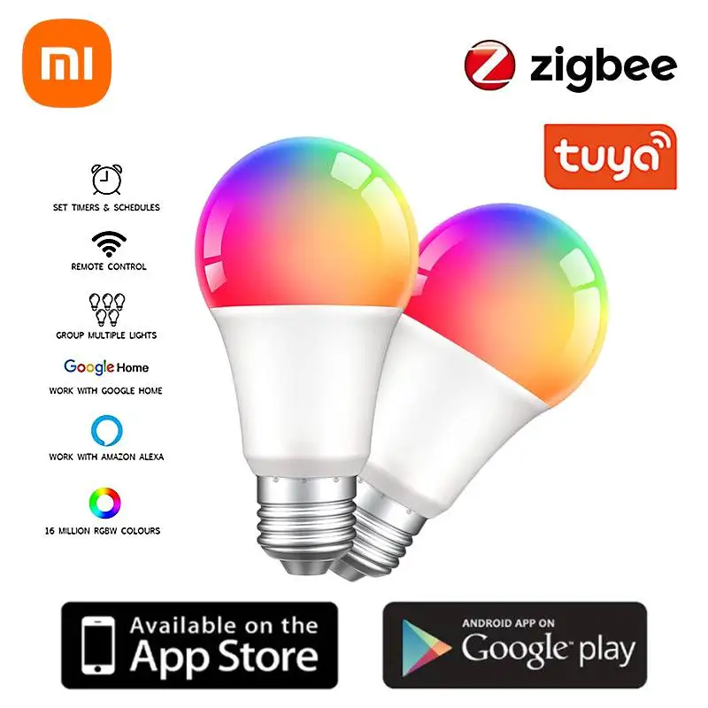 Xiaomi 9W Tuya Zigbee 3.0 Led Light Bulb RGBCW Lamp Smart Home Dimmable Bulb Voice Remote Control Work With Alexa Google Home