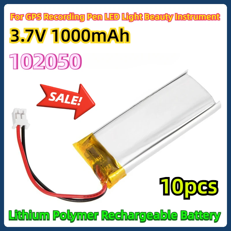 

For GPS Recording Pen LED Light Beauty Instrument 102050 3.7V 1000mAh Lithium Polymer Rechargeable Battery